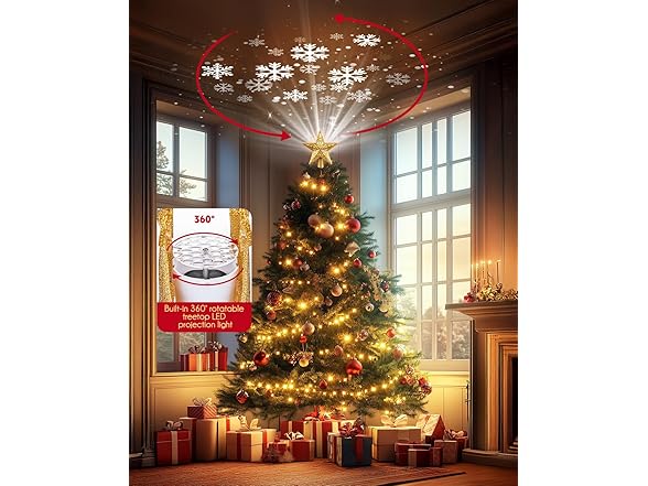Brightown Christmas Star Tree Topper with Snowflake Projector