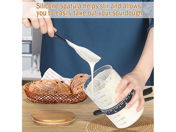 Kmise Sourdough Starter Jar Glass, 34 Oz