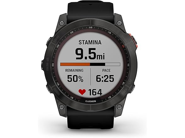 Garmin Fenix 7X Solar-Powered Waterproof 1.4-Inch Display Multisport GPS Watch with Built-in LED Flashlight and Bluetooth (Slate Gray with Black Band) (Open Box)