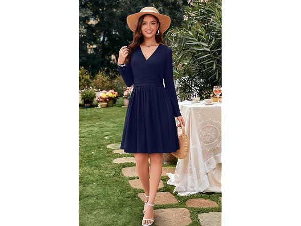 Weaczzy Women (S) Long Sleeve V Neck Fall Dress