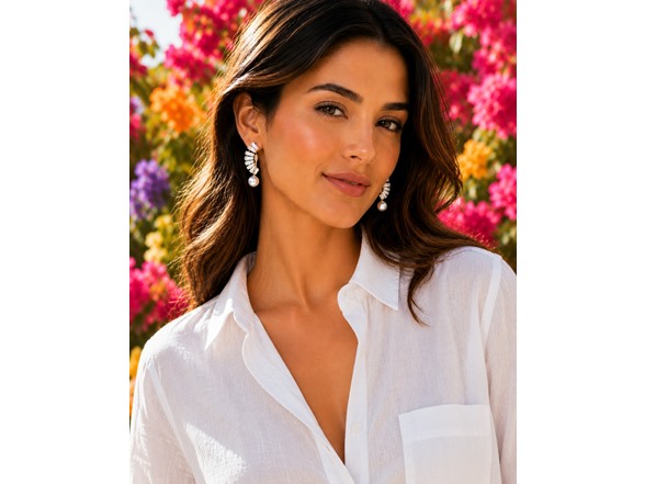 18K Gold Plated Leaf & Pearl Earrings
