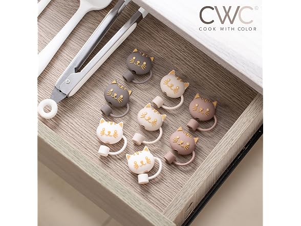 COOK WITH COLOR 8 PCS Straw Covers