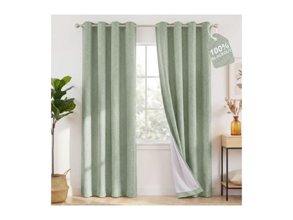 NICETOWN 100% Blackout Linen Curtains