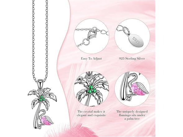 AGNURCADE Necklace Tropical Tree Flamingo