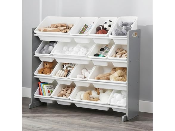 Humble Crew Kids Toy Organizer 16 Bins Grey