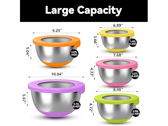 KITEISCAT Stainless Steel Mixing Bowls