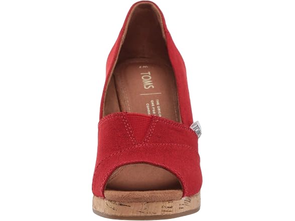 TOMS Women's Classic Wedge Espadrille Sandal, Red Crosshatch Jacquard, 5