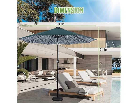 Backyard Expressions 9FT Solar Patio Umbrella