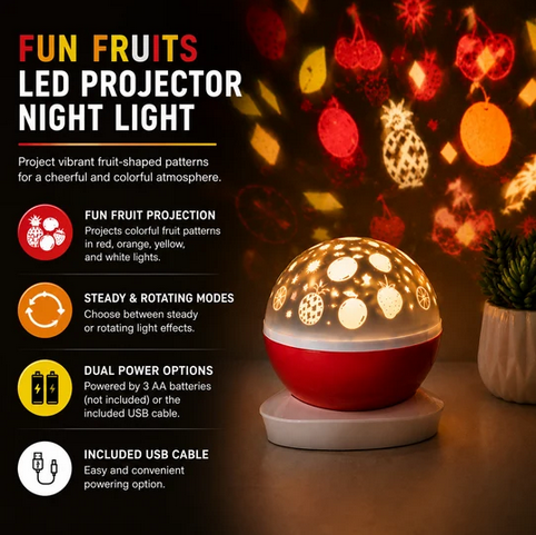 Merkury Fun Fruits Multi Colored LED Projector Night Light - Gallery 5
