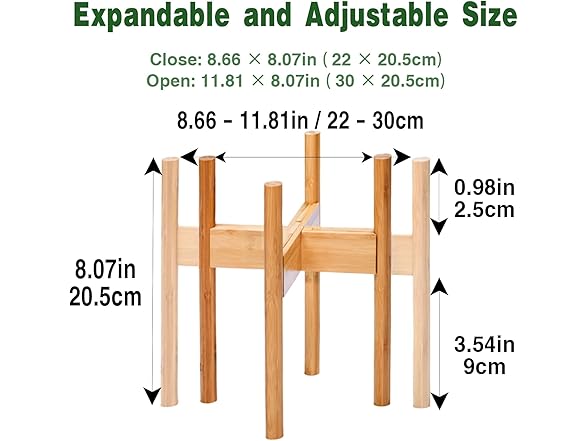 Bamboo Plant Stand Adjustable 8-11"