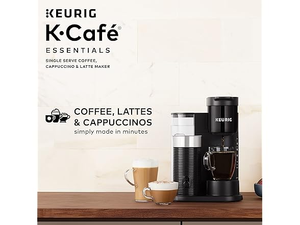 K-Cafe Essentials Single Serve K-Cup Pod Coffee, Latte and Cappuccino Maker, Black