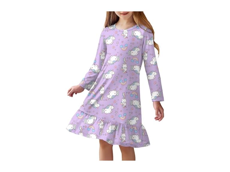Girls Long Sleeve Cute Nightgown