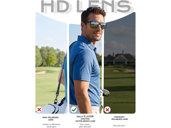 QALLY CON-116 Polarized Sunglasses for Men, UV