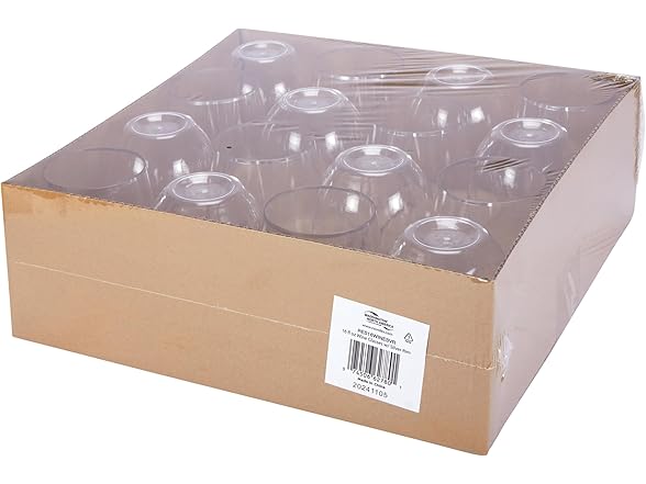 WNA Reserv 16oz Clear Plastic Stemless Wine Glasses, 64-Pack