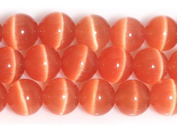 JOE FOREMAN 6mm Light Orange Cat Eye Stone Beads