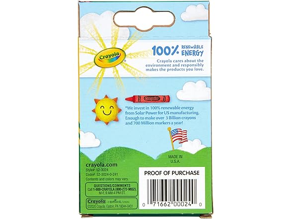 Crayons, Assorted Classic Colors, 24 Count