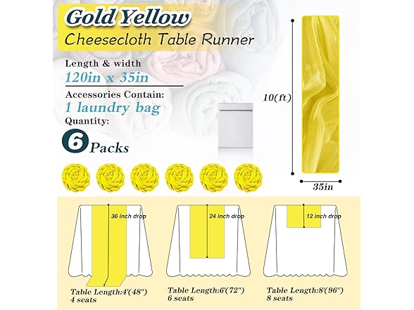 Gold Yellow Cheesecloth Table Runner