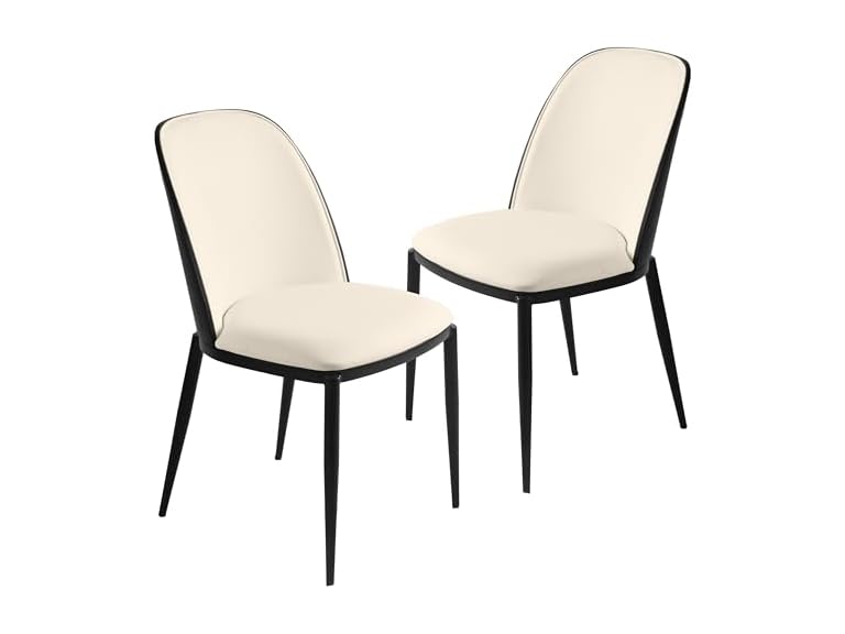 LeisureMod TCBL18W2 Tule Dining Chair Black/White