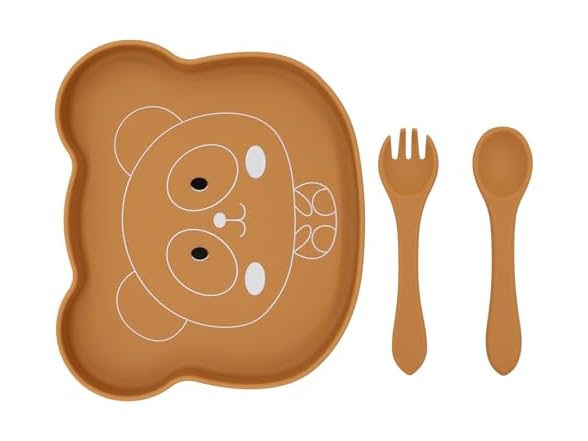 BabyX Baby Silicone Feeder Set, 3-pcs Jungle Wildlife