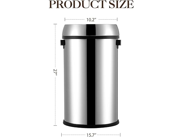 Takywep 17 Gallon Stainless Steel Open Top Trash Can,65 Liter 