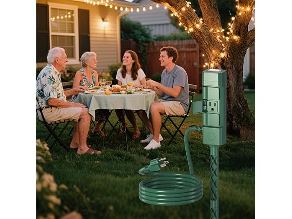 BN-LINK 15ft Outdoor Extension Cord 14/3 SJTW Waterproof with Power Stake