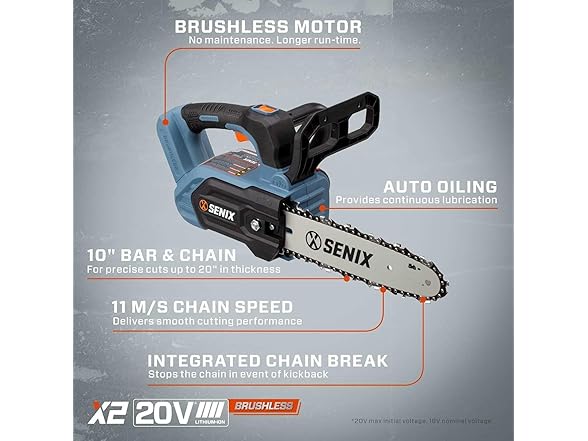 1.2 HP 10" SENIX Cordeless Chainsaw 