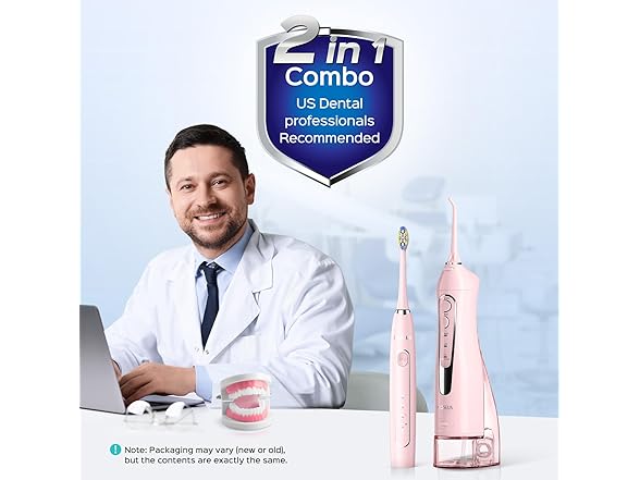 COSLUS Portable Water Flosser with Electric Toothbrush