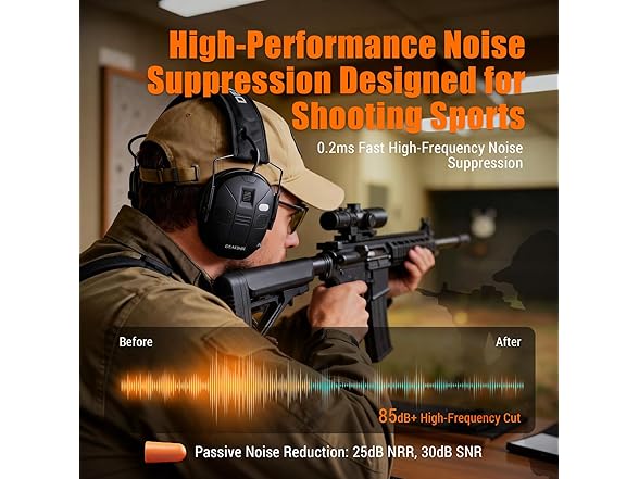 Black Bluetooth Shooting Earmuffs