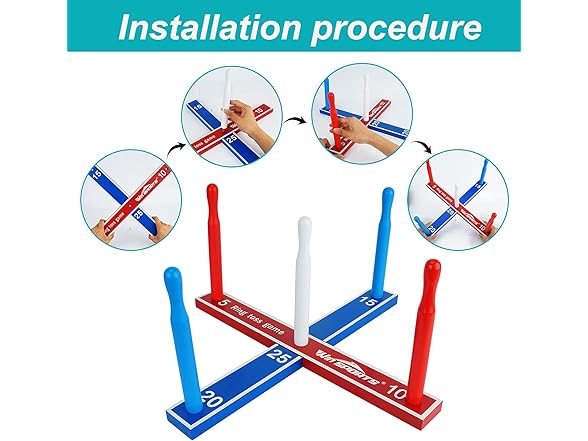 ISANCHA Wooden Ring Toss Game Set Kids