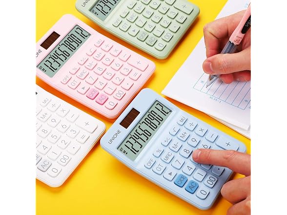UNIONE Pink Calculator with a Bright LCD
