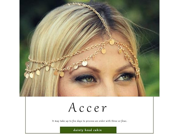 Urieo Gold Headpiece, Sequin Head Chain