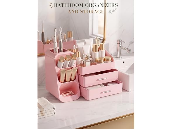 Pink Makeup Organizer with Drawer