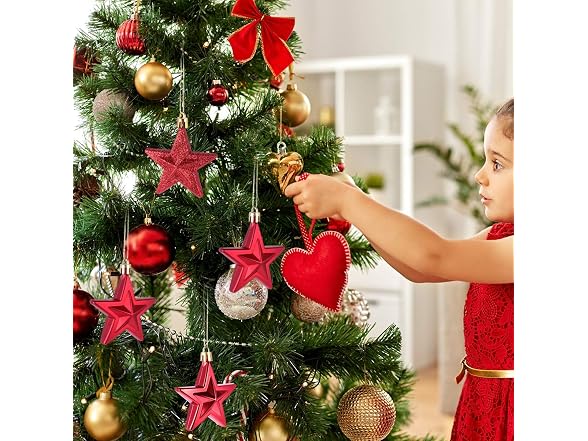 ABOOFAN 18Pcs Christmas Tree Hanging Ornaments Glitter Star