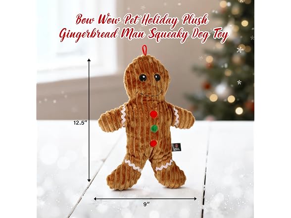 Bow Wow Pet Holiday Plush Gingerbread Man