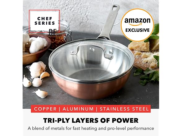 GreenPan x Bobby Flay 2QT Copper Clad Chef’s Pan with Lid