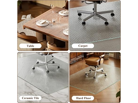 VETROUVE 46" x 36" Glass Chair Mat