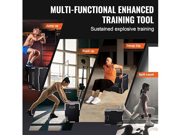 3 in 1 Plyometric Jump Box, 24/20/16 Inch Wooden