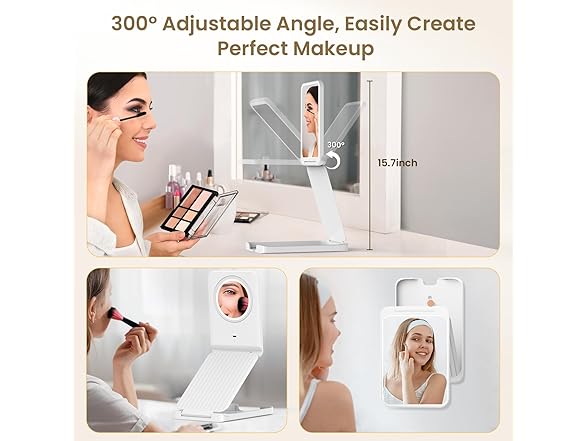 LAMPICK Travel Makeup Mirror with Lights