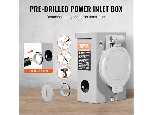 30 Amp Generator Cord and Power Inlet Box Kit