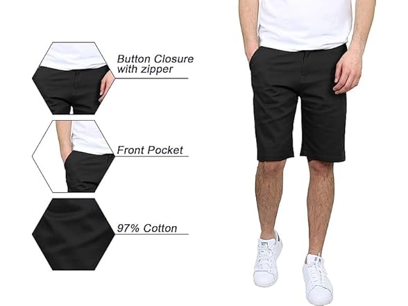 2PK Mens Flex Stretch Chino Shorts