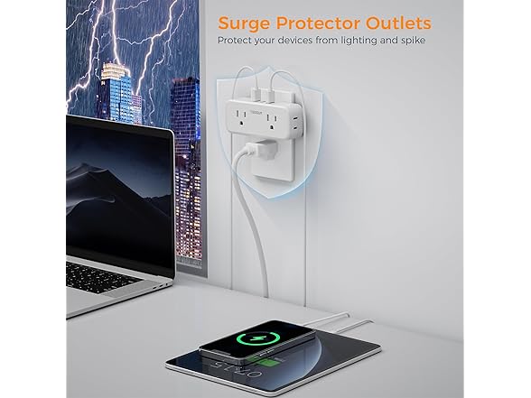 TESSAN Outlet Splitter (3 USB, 4 Outlets)