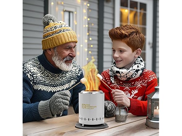 Red Mountain Valley Smokeless Tabletop Fire Pit with Mat, Gray