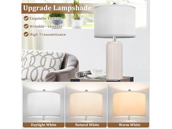 TOBUSA Beige 23.5" Modern Ceramic Table Lamps Set of 2