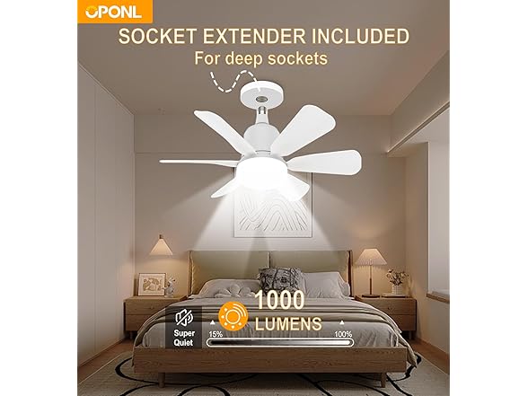 OPONL Socket Fan Light with Remote