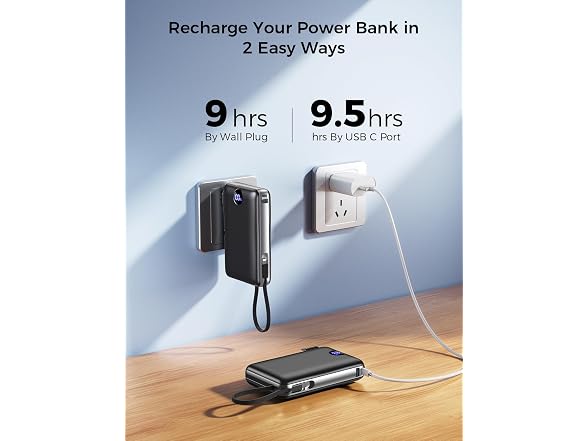 SUCROSEY 3 in 1 Wall Plug Power Bank