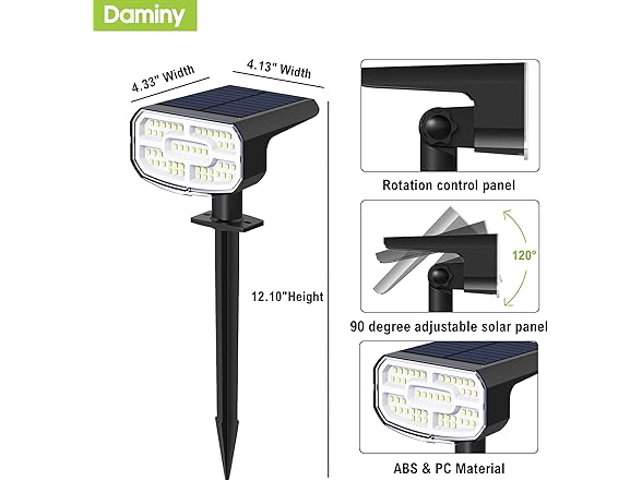 (4 Pack) DAMINY Color Changing Solar Spot Lights