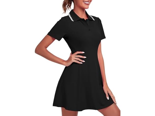 Fkeep Women Golf Dress Tennis Dresses (Black Dress