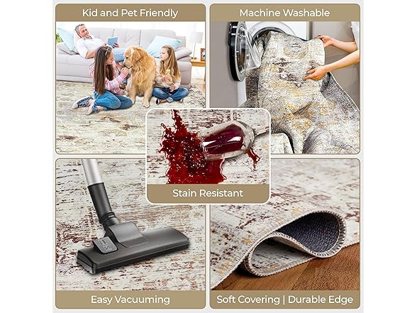 Superior Vintage Medallion Washable Rug Dove Collection