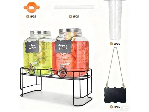 DD&HAPP Glass Drink Dispenser W/ Stand