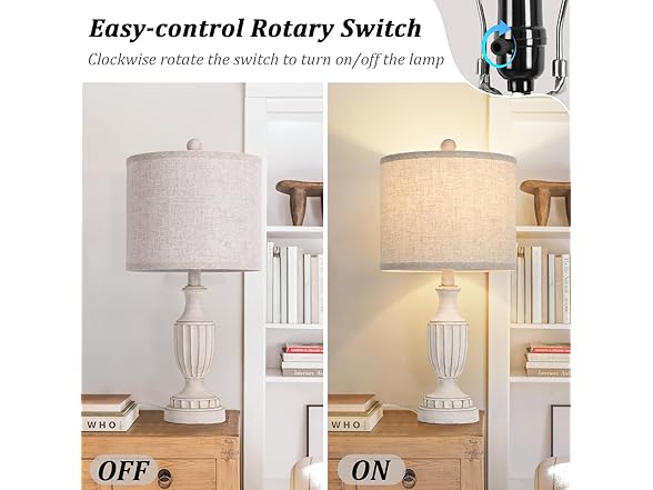 TOBUSA 22“ Rustic Table Lamps Set of 2